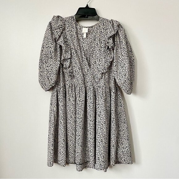 H&M Floral Puff Sleeve Dress with Ruffles, Sz M - Picture 14 of 15